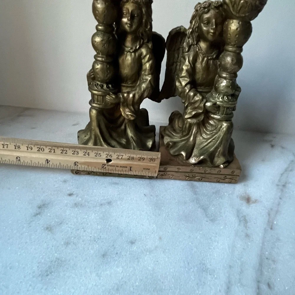 Classics Pair Vintage Angels Carved Candlestick Holders